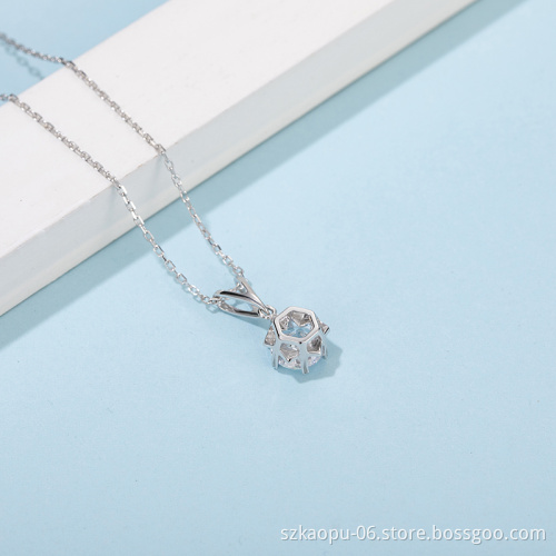 Popular Luxury  925 Sterling Silver Moissanite Pendant Women Engagement Six Prongs Large Diamond Wedding Party Necklace